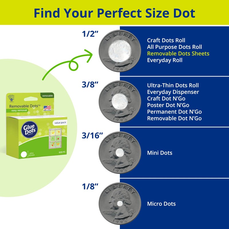 Glue Dots نقاط الغراء، عبوة قيمة من النقاط القابلة للإزالة، مزدوجة الجوانب، 1/2 بوصة، 0.5 بوصة، 600 نقطة، شريط غراء للحرف اليدوية، نقاط غراء لاصقة، بديل الغراء السائل الساخن، شفاف - Image 4